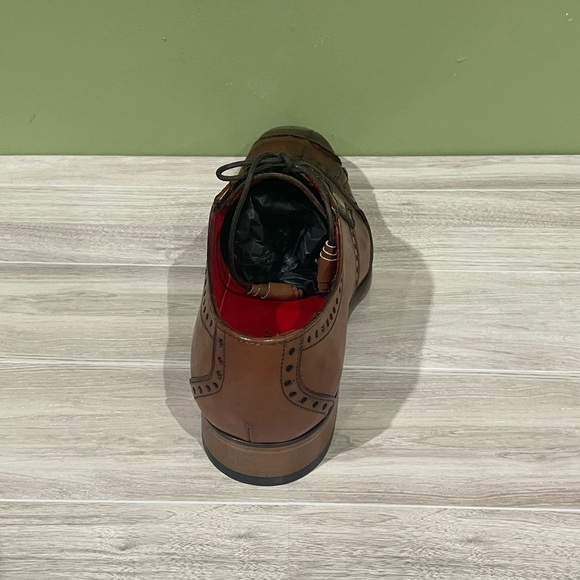 Brown Leather Oxford Shoes with Brogue Detailing - Picture 4 of 5